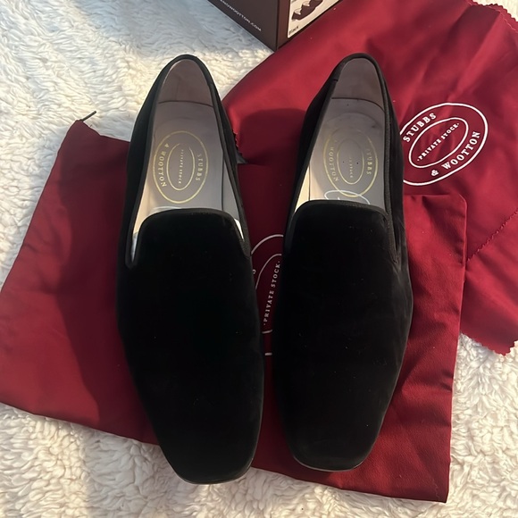 Men's Stubbs and Wooten black velvet loafers - Picture 6 of 9
